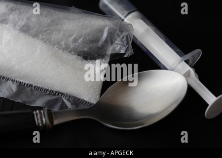 Die Werkzeuge von einer Adict. Drogen-Bild. Stockfoto