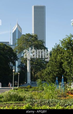 ILLINOIS-Chicago-Art auf der Farm Gemüsegarten im Grant Park urbane Landwirtschaft Gemüsegarten Gemüsegarten Zeichen wachsenden Pflanzen Stockfoto