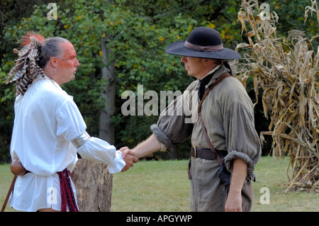 Daniel Boone und Chief Blackfish bei der Belagerung von Boonesborough Stockfoto