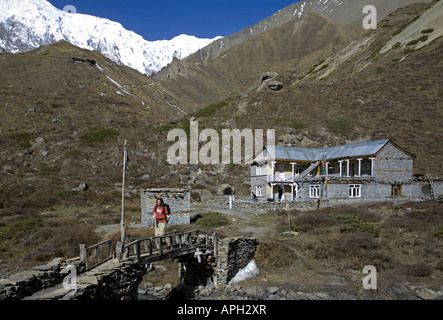 Tilicho Basecamp Hotel. Auf dem Weg zum Tilicho-See. Annapurna Circuit Trek. Nepal Stockfoto