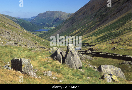 Kirkstone Pass mit Brüder Wasser in der Ferne Lake District National Park Cumbria England Stockfoto