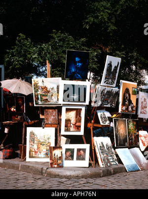 EU-FR Frankreich Region Ile de France Paris 18 Arrondissement Montmartre der Ort für Künstler und Maler die Place du Tertre Stockfoto