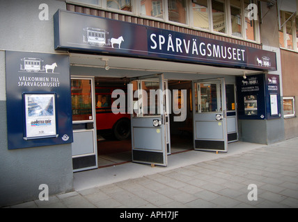 Der Eingang zu den Transport-Museum von Stockholm und das Spielzeugmuseum auf Insel Södermalm in Stockholm Schweden Stockfoto