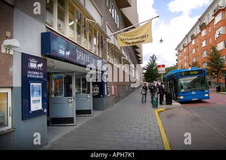 Der Eingang zu den Transport-Museum von Stockholm und das Spielzeugmuseum auf Insel Södermalm in Stockholm Schweden Stockfoto