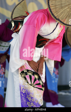 Japanischen Tänzerinnen auf der Bühne während japanische Festival in Vancouver, Kanada Stockfoto