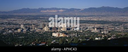 Salt Lake City Skyline und Wasatch Tal Utah Stockfoto
