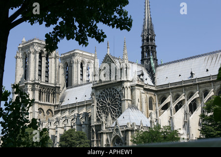 Ein Überblick über die Notre Dame de Paris im Bild vom Fluss Seine Stockfoto