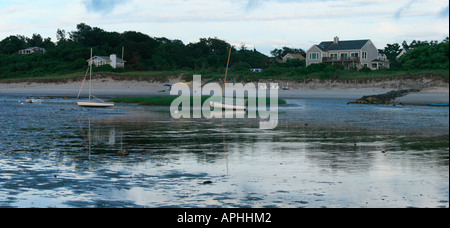 Blick auf Heiligen Landung öffentlichen Strand von Brewster Wohnungen bei Ebbe Stockfoto