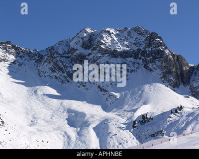 Skifahren in La Plagne, Französische Alpen Stockfoto