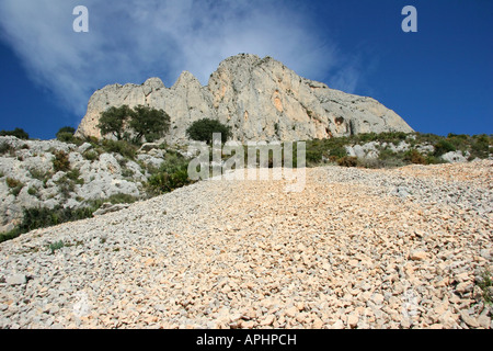 Blick auf den Grat. Sierra de Bernia Stockfoto