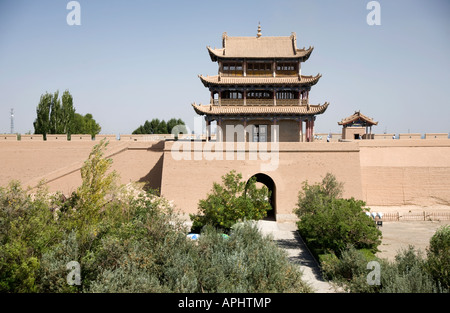 Seidenstraße China Gansu Provence Seidenstraße Jiayuguan 14. C Ming Fort und große Mauer Stockfoto