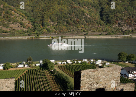 Geographie/Reisen, Deutschland, Rheinland - Pfalz, Landschaften, den Rhein in der Nähe von Trechtingshausen, Blick von der Burg Reichenstein, Additional-Rights - Clearance-Info - Not-Available Stockfoto