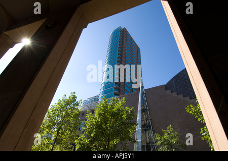 Westin Hotel aus Vancouver Public Library British Columbia Kanada Nordamerika Stockfoto