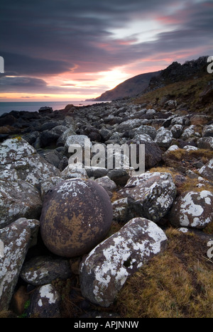 Landschaftsbild mit Blick auf Torr Head aus Murlough Bay, County Antrim, Nordirland Stockfoto