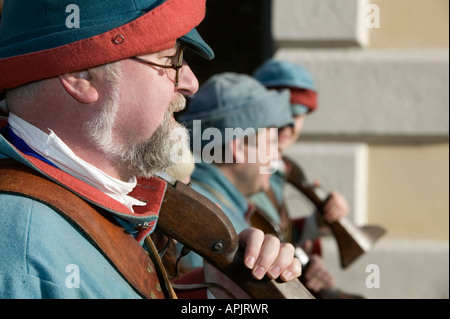 Mitglieder des Vereins englischer Bürgerkrieg an des Königs Armee jährliche Whitehall Parade, London Stockfoto