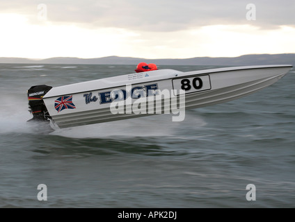 Power Boat Racing Ski Racing Boot "Edge" Club Racing bei Exmouth England Stockfoto