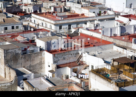 Luftaufnahme von Cadiz aus West Turm der Kathedrale von höchsten Punkt in der Stadt Stockfoto