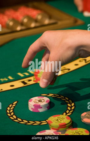 Blackjack-Tisch in Las Vegas Nevada Caesars Palace und Casino Stockfoto