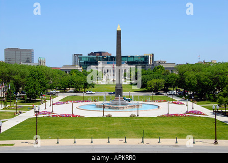 Veterans Memorial Plaza im University Park Gedenken der Krieg Geschichte Downtown Indianapolis Indiana IN Stockfoto