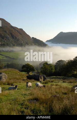 Low-Nebel um die Täler, Glenridding, Lake District, Cumbria, England Stockfoto