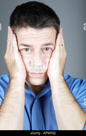 Studio-Porträt eines Mannes, Ausdrücke Stockfoto