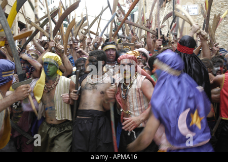 Der jährliche Kampf der Mauren und Christen Festival in Pollensa, Spanien. Stockfoto