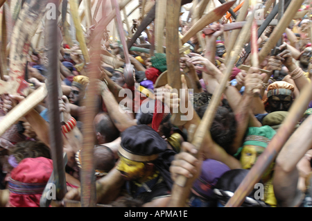 Der jährliche Kampf der Mauren und Christen Festival in Pollensa, Spanien. Stockfoto