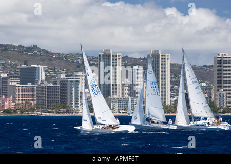 Yacht-Rennen aus Waikiki Beach Honolulu Hawaii USA Stockfoto
