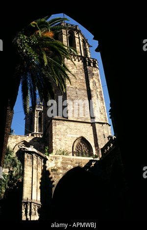 Fassade der Kathedrale La Seu in Barcelona Stockfoto