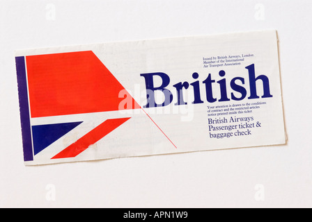 Alten British Airways ticket Stockfoto