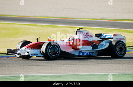 Timo GLOCK GER Toyota TF108 Formel1 Rennwagen am Circuit Ricardo Tormo, Jan. 2008 Stockfoto