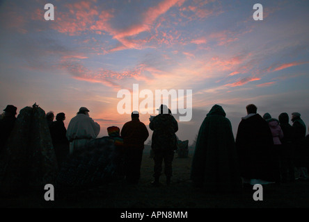 Druiden feiern die Wintersonnenwende bei Avebury Stone Circle in Wiltshire Stockfoto