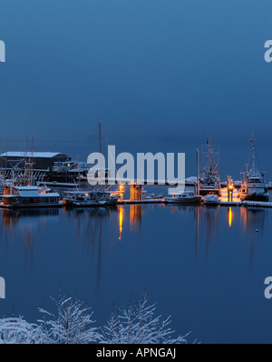 Angelboote/Fischerboote in der Morgendämmerung, Queen Charlotte City Stockfoto