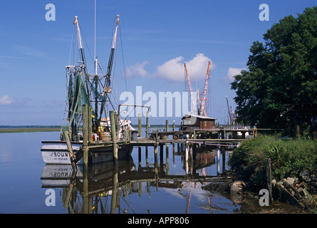 South Carolina St Helena Island Garnelen Angelboote/Fischerboote am dock Stockfoto