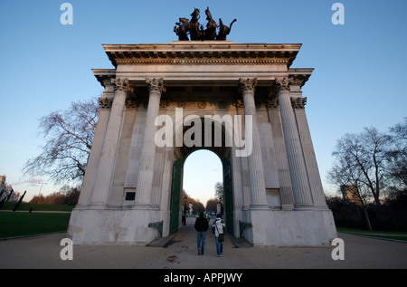 Die Quadriga auf Wellington Arch in London. Stockfoto