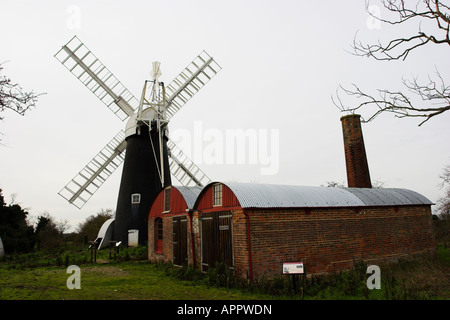 Die Polkey Mühle und Motor Haus, Reedham Marshes, Reedham, Norfolk. Stockfoto