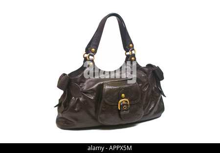 Damen Handtasche aus braunem Leder Stockfoto