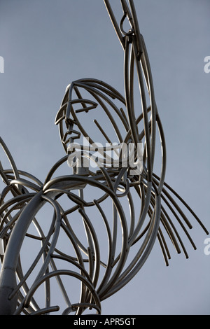 Nahaufnahme des Kopfes von der Danksagung Leuchtturm Skulptur Hoffnungsträger des Künstlers Andy Scott in Danksagung quadratische Belfast Stockfoto