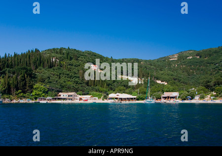 Agni Taverna Agni Bay, Korfu, griechische Inseln Stockfoto