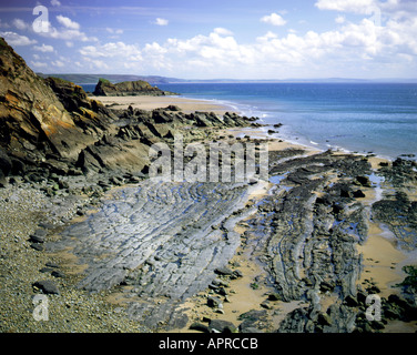 Monkstone Strand und Monkstone Punkt zwischen Tenby und Saundersfoot von Pembrokeshire wales Stockfoto