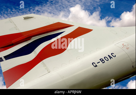Nahaufnahme des Flugzeugflugzeugs Concorde am Flughafen Manchester Lancashire England Vereinigtes Königreich GB Großbritannien Stockfoto