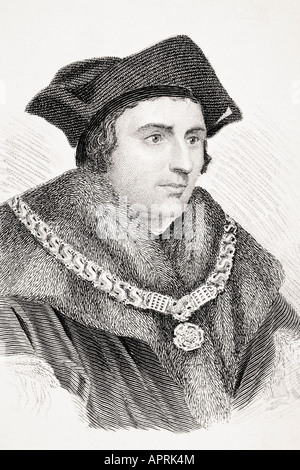 Sir Thomas More, alias Saint Thomas More,1478 - 1535. Englischer Rechtsanwalt, Sozialphilosoph, Autor, Staatsmann und bekannter Renaissance-Humanist. Stockfoto