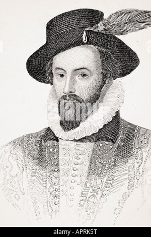 Sir Walter Raleigh, c.1554 - 1618. Englisch landete Gentleman, Schriftsteller, Dichter, Soldat, Politiker, Höfling, Spion und Entdecker. Stockfoto