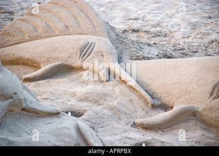 Sandskulpturen am Strand Stockfoto