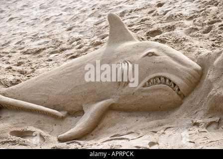 Sandskulpturen am Strand Stockfoto