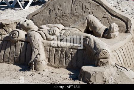 Sandskulpturen am Strand Stockfoto