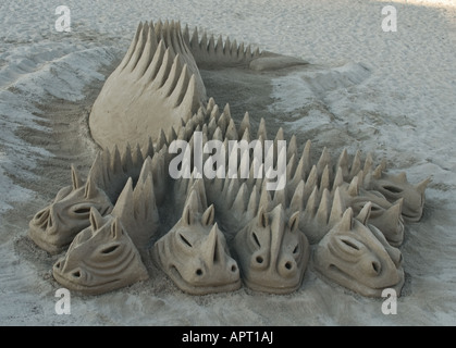 Sandskulpturen am Strand Stockfoto