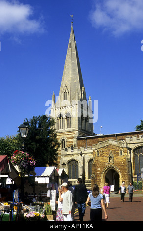Tag und All Hallows Church, Wellingborough, Northamptonshire, England, UK-Markt Stockfoto