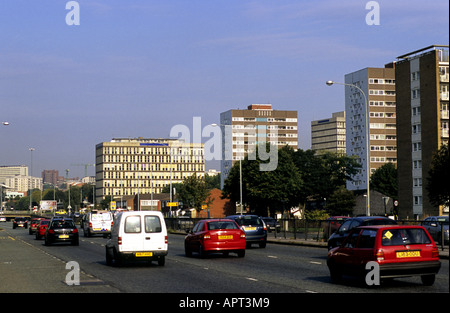 Morgendlichen Berufsverkehr in Belgrave Middleway, Highgate, Birmingham, West Midlands, England, UK Stockfoto