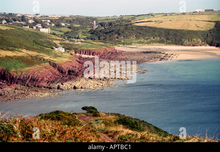 Manorbier Bay in Pembrokeshire Stockfoto